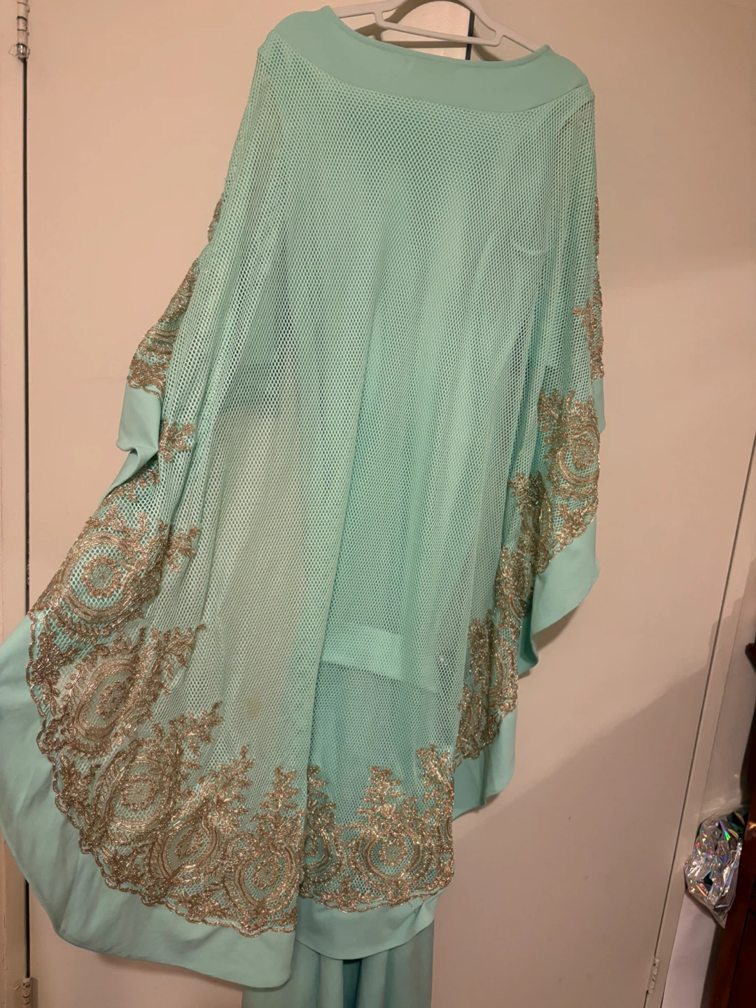 Show Ma Kaftan Dress - Mint Green with Gold Embroidery