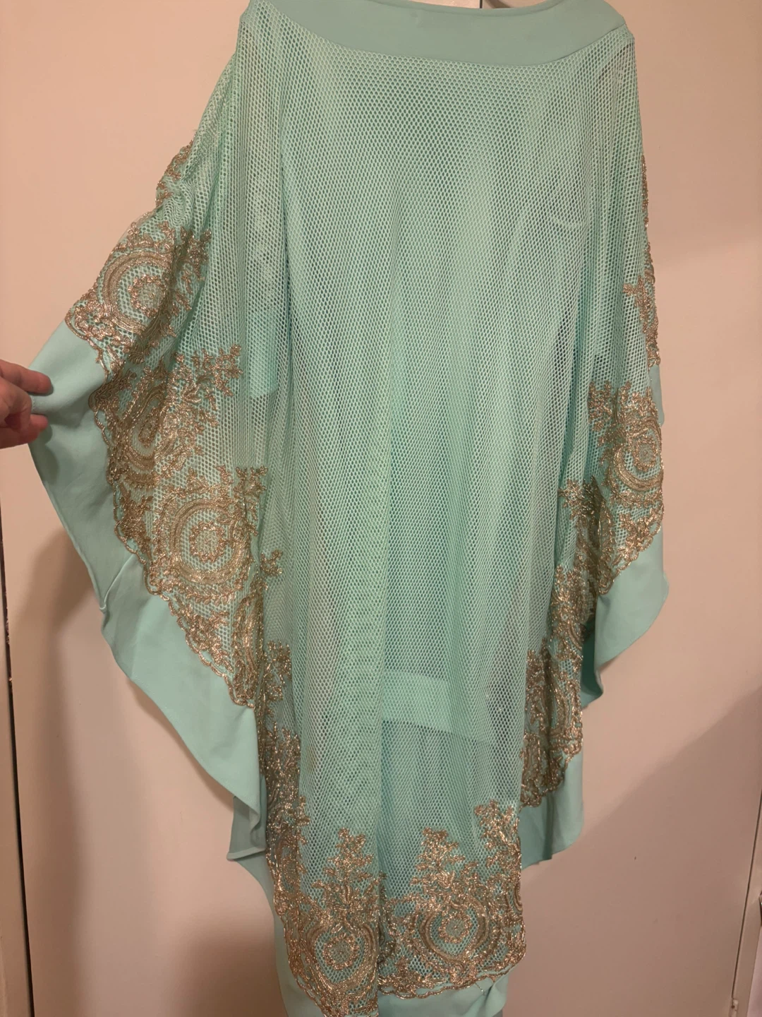 Show Ma Kaftan Dress - Mint Green with Gold Embroidery - photo 5