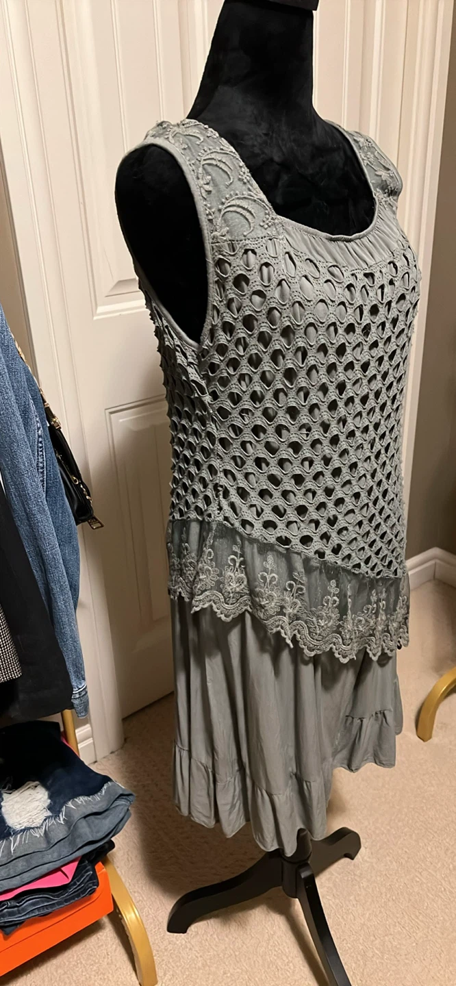Women's Green Crochet Overlay Dress - photo 3