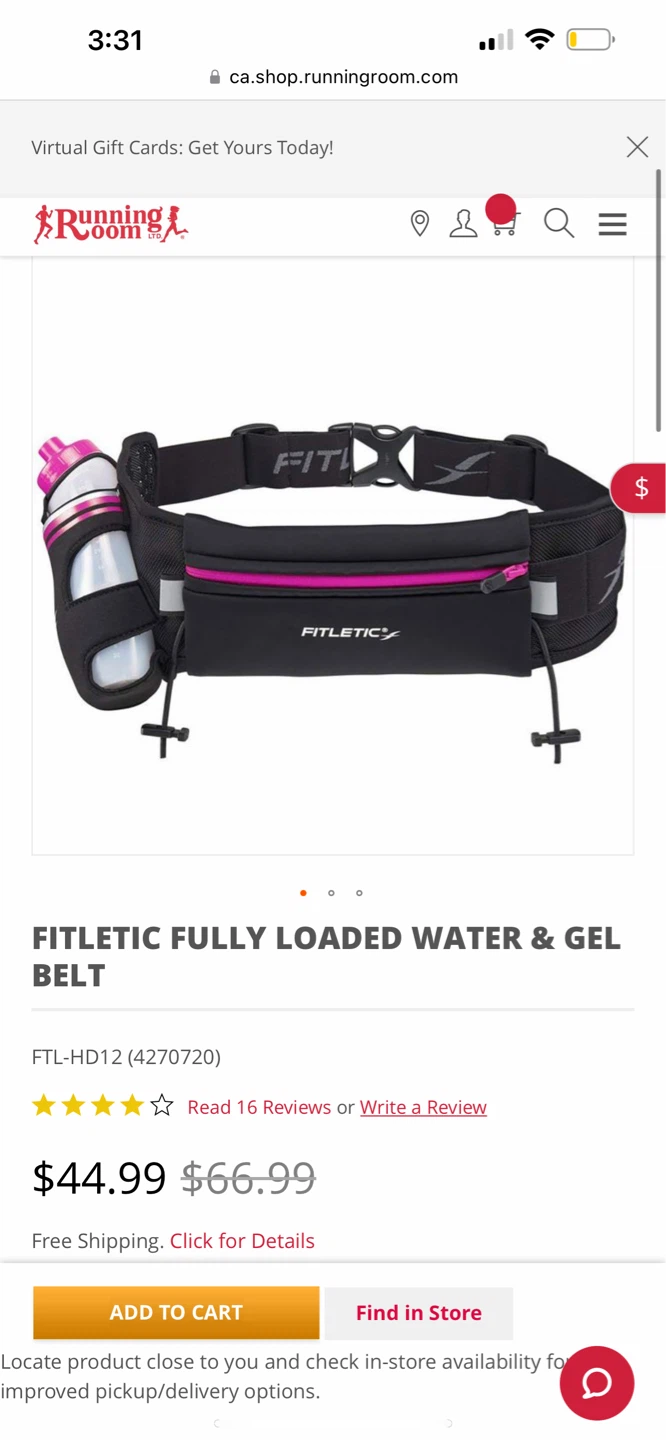 Fitletic Hydration Belt with Water Bottle(s)