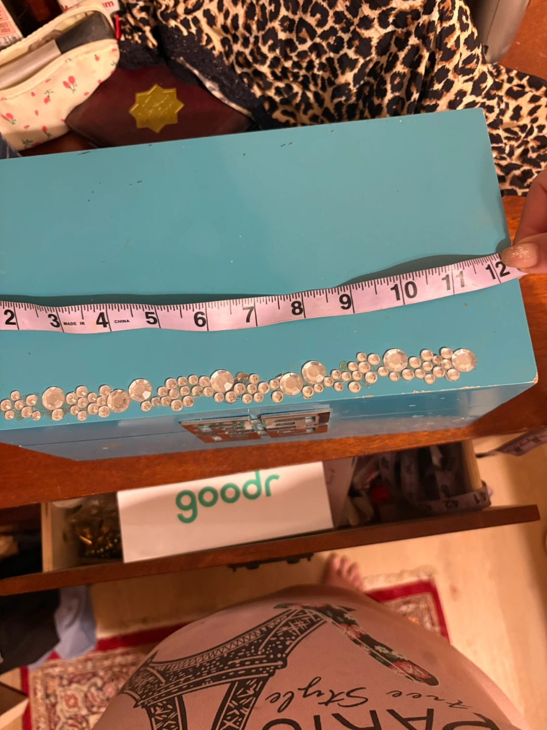 Teal Jewellery Box with Rhinestones