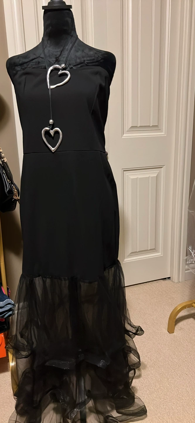 Black Strapless Ruffled Tulle Dress - photo 2