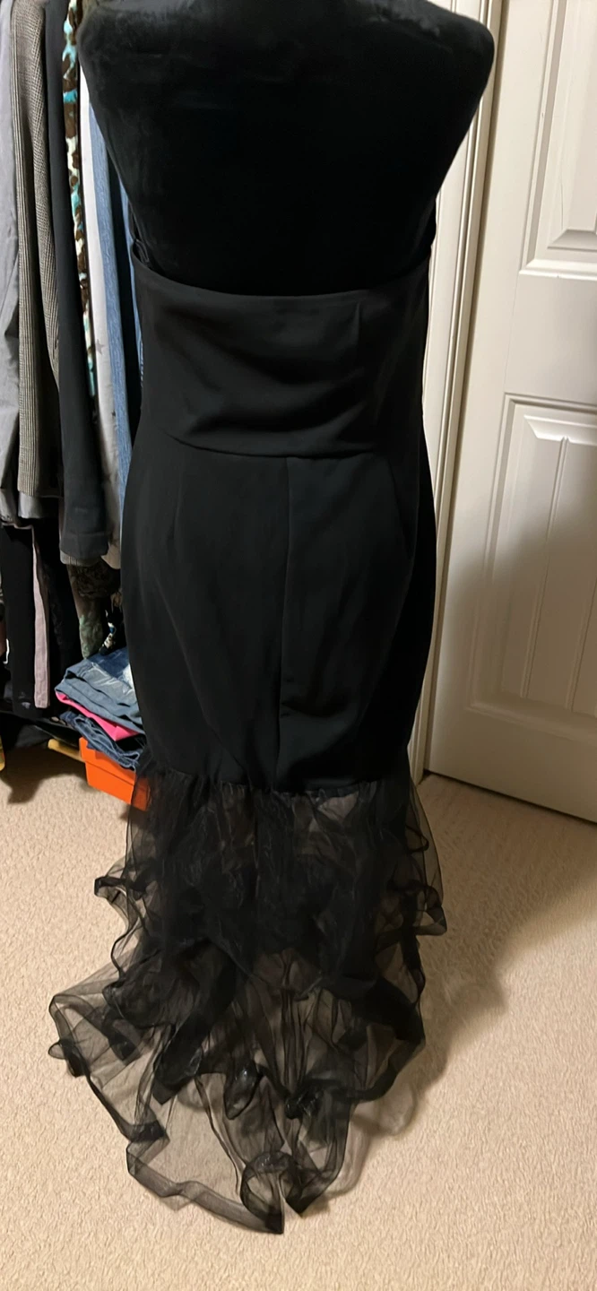 Black Strapless Ruffled Tulle Dress - photo 3
