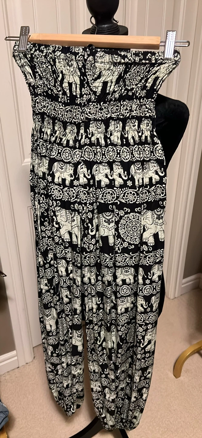 Elephant Print Harem Pants - Black & White