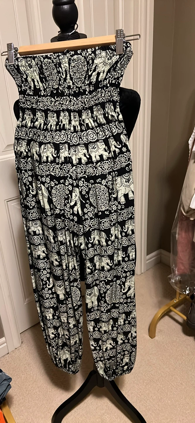 Elephant Print Harem Pants - Black & White - photo 2