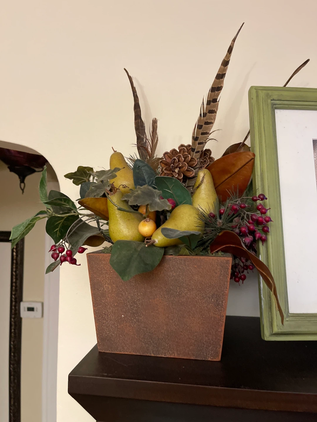 Artificial Pear and Berry Fall Arrangement in Planter