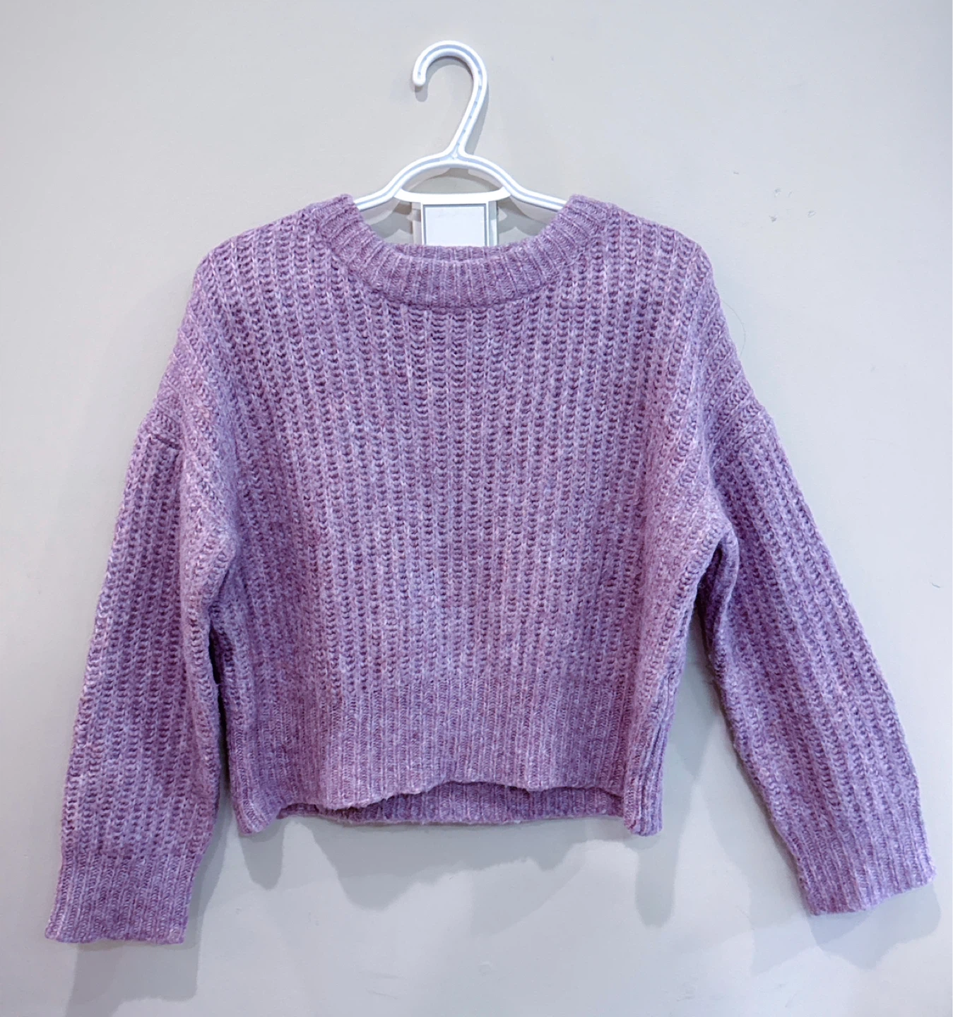 Purple Ribbed Knit Sweater