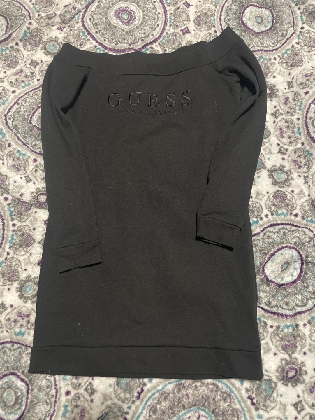 Black Guess Off-the-Shoulder Long Sleeve Dress