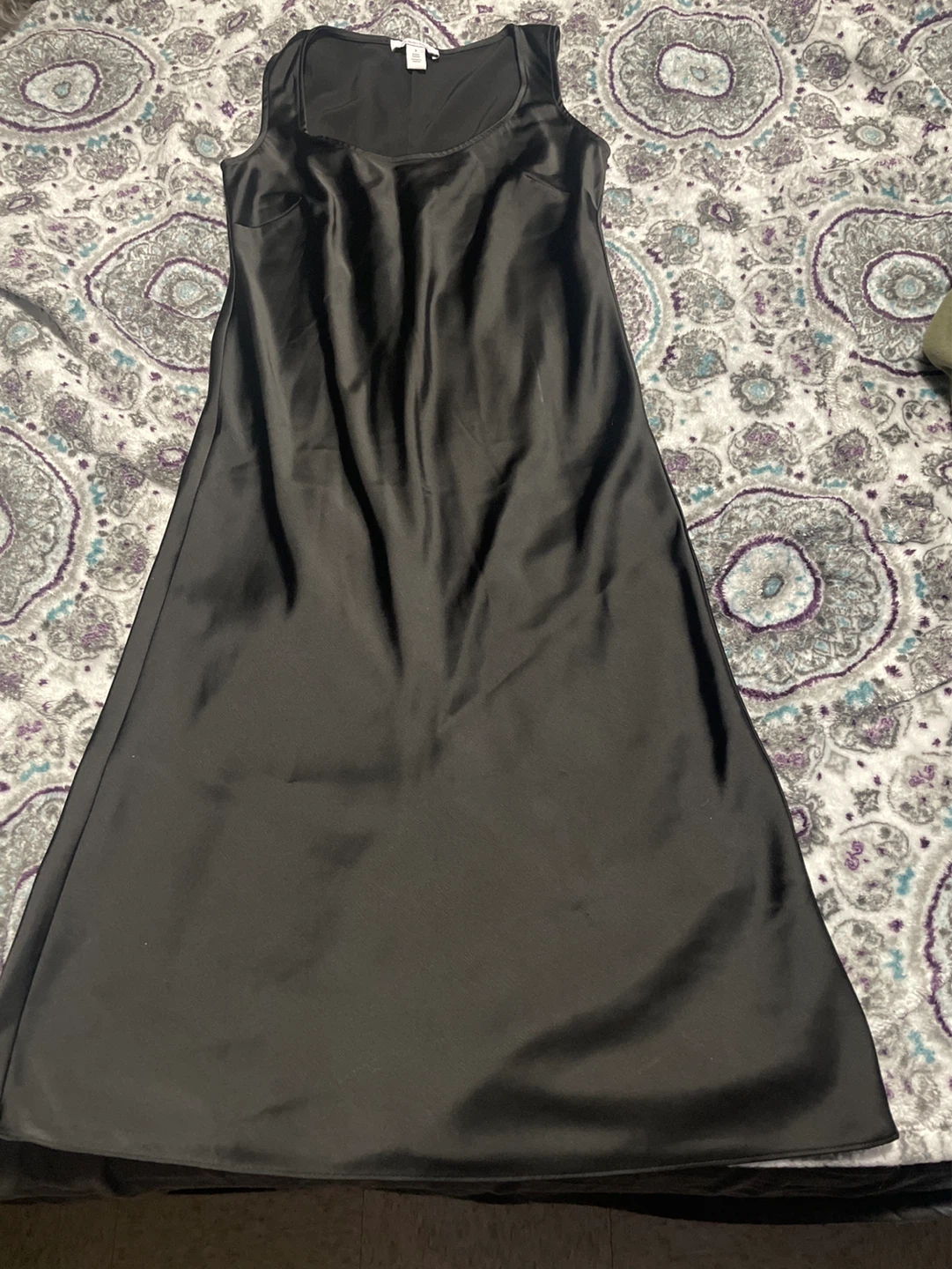 Black Satin Midi Dress