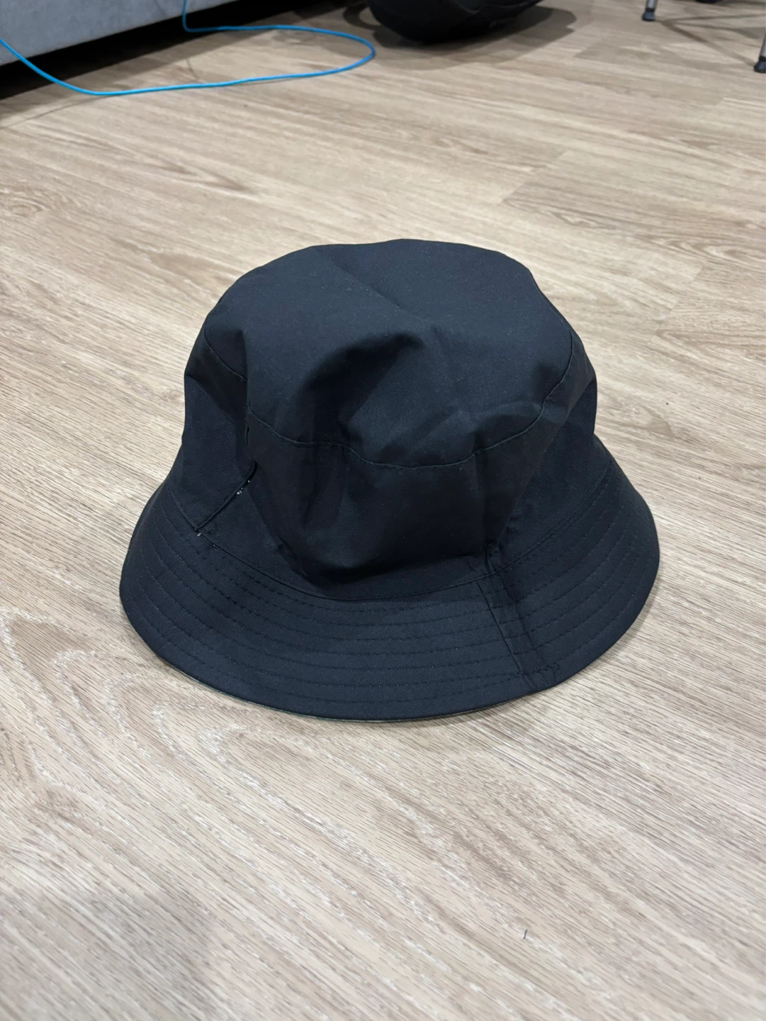 Black Bucket Hat with Smiley Face Patch - photo 2