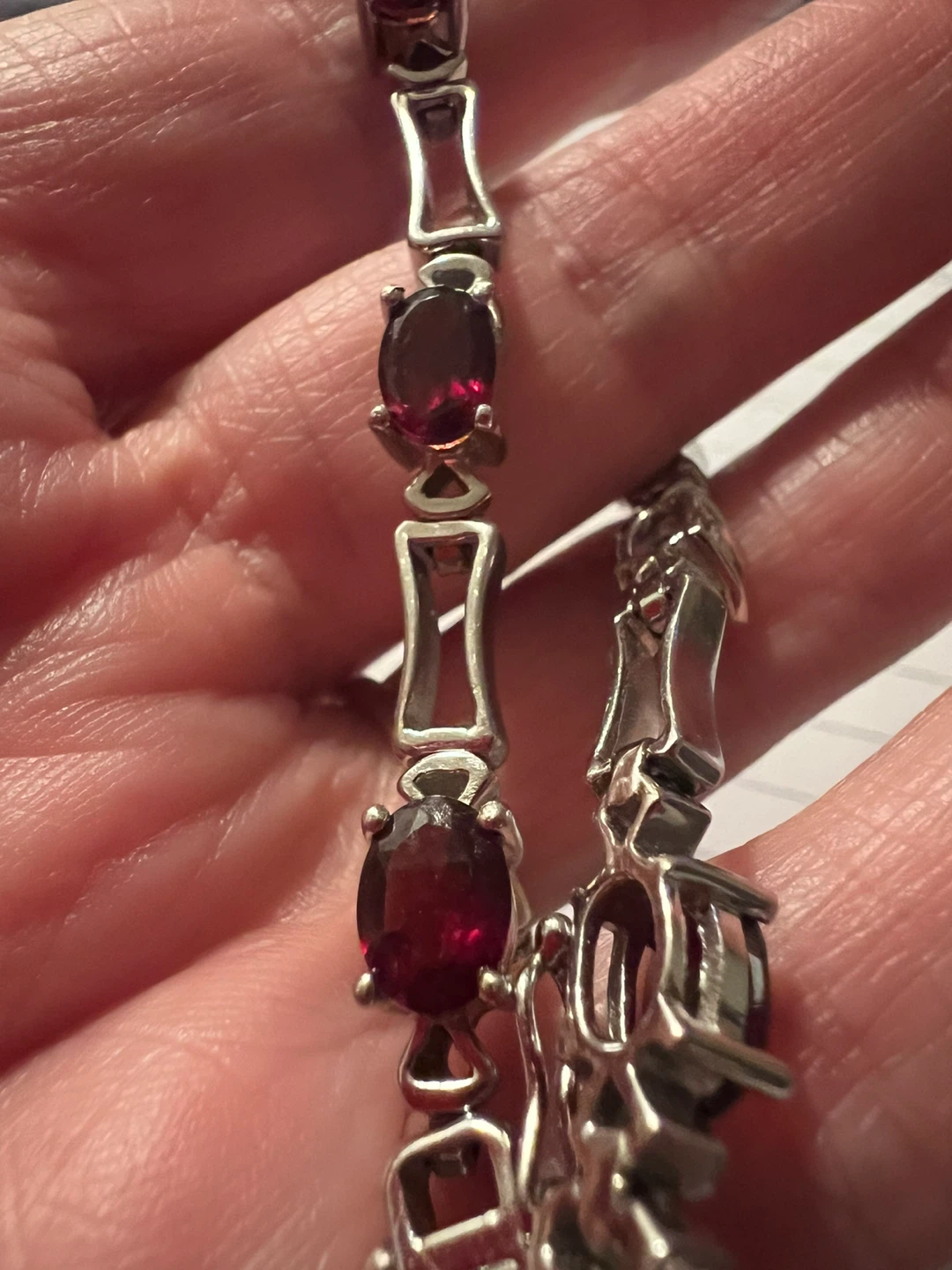 Sterling Silver Garnet Tennis Bracelet