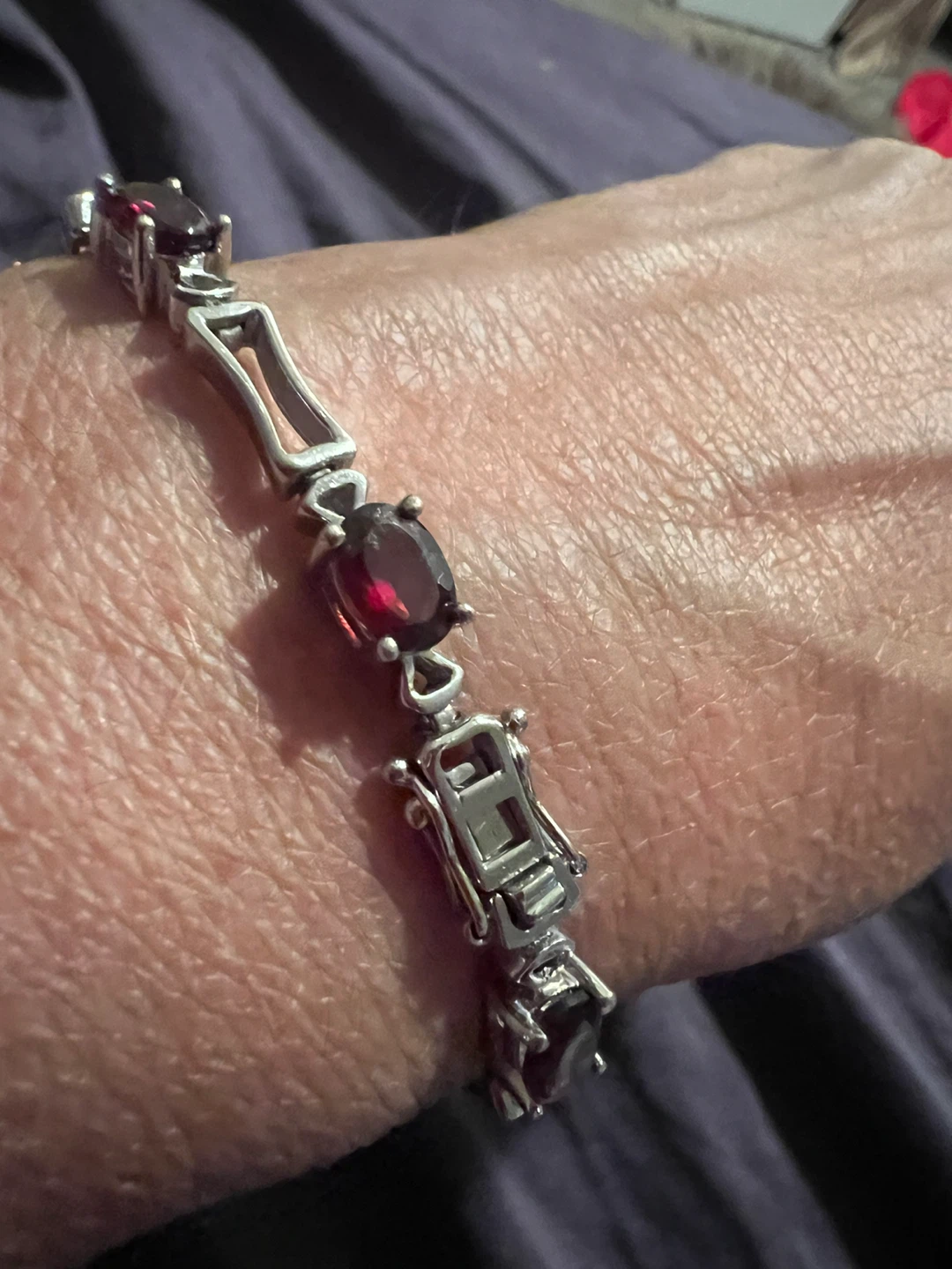 Sterling Silver Garnet Tennis Bracelet - photo 4