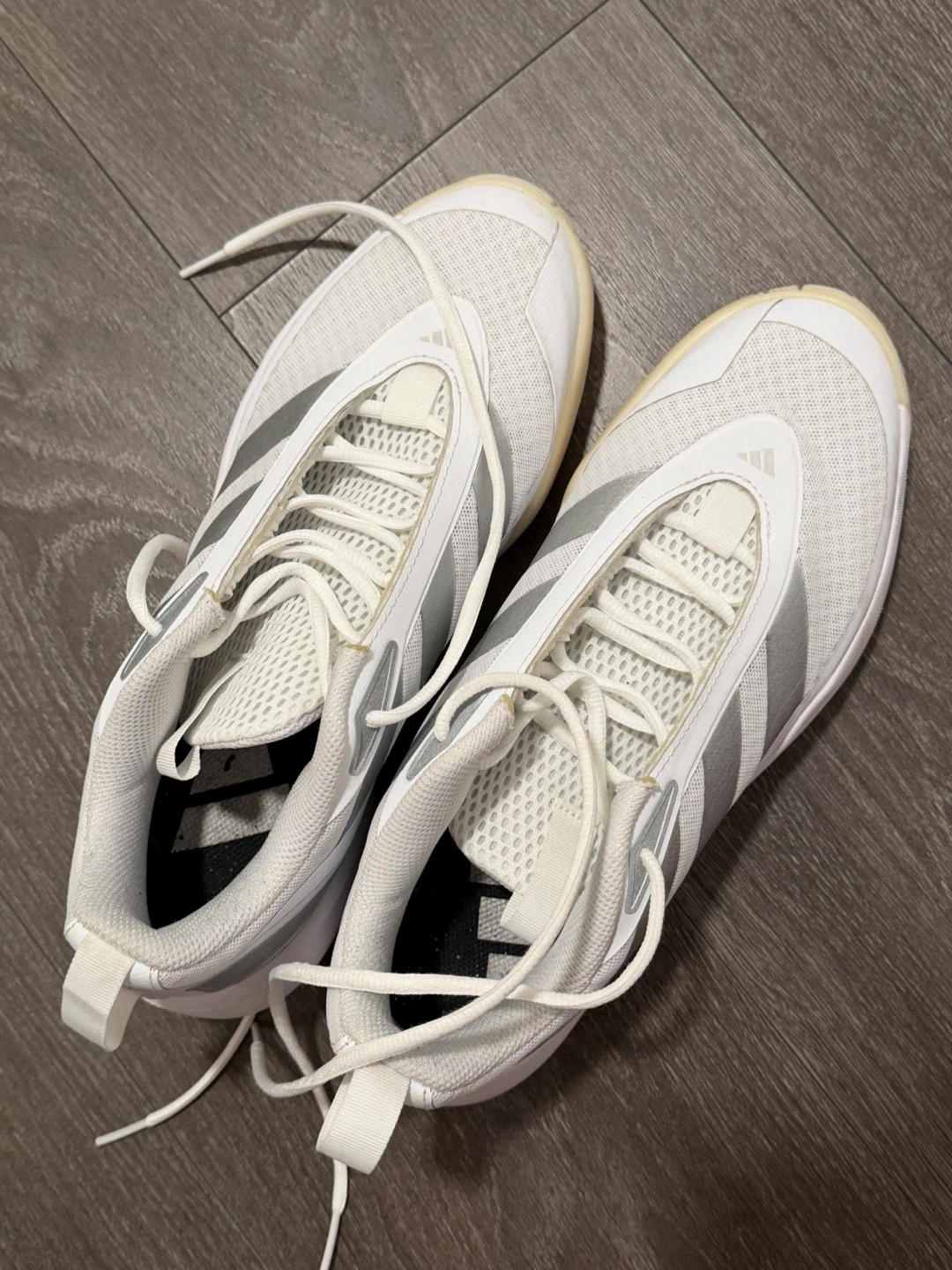 Adidas White Silver Athletic Shoes