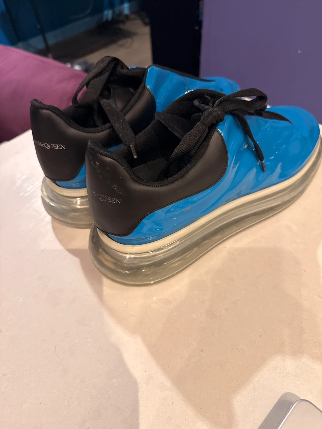 Alexander McQueen Blue Patent Leather Sneakers - photo 2