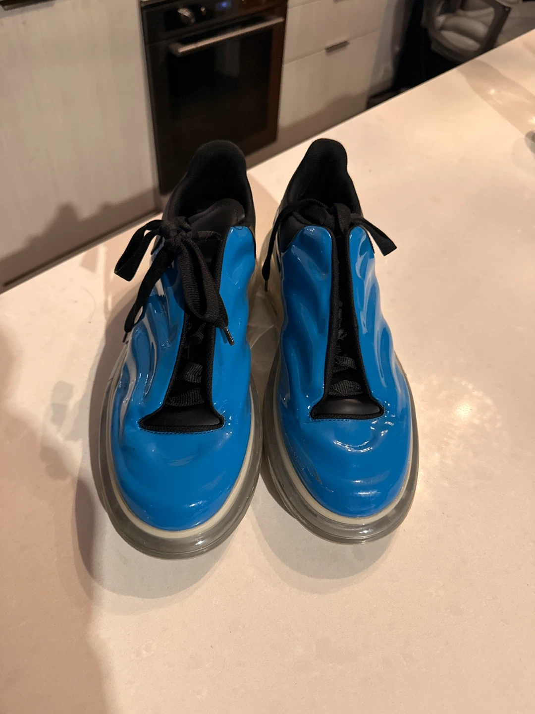 Alexander McQueen Blue Patent Leather Sneakers