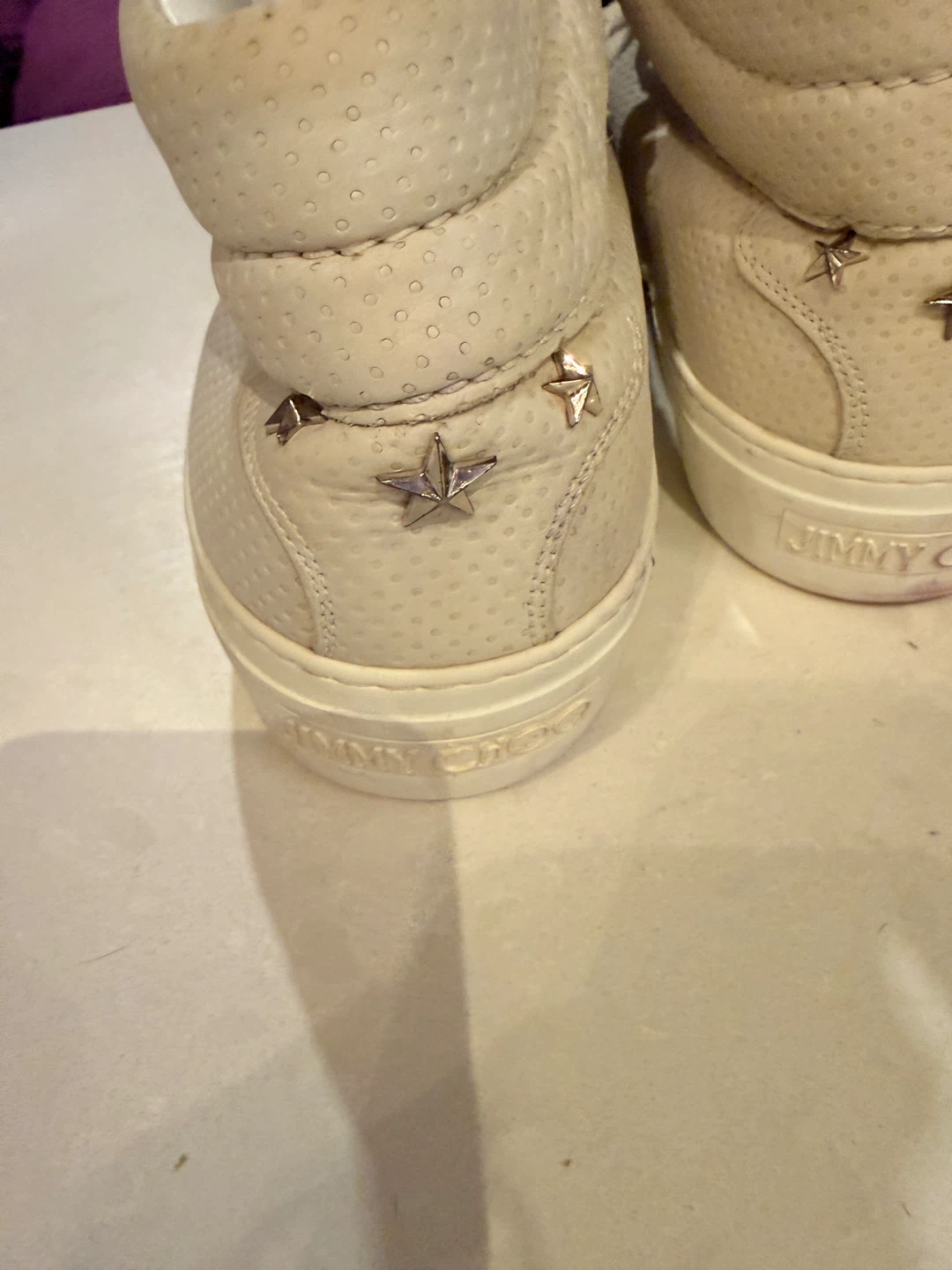 Jimmy Choo White Leather High-Top Sneakers - photo 3