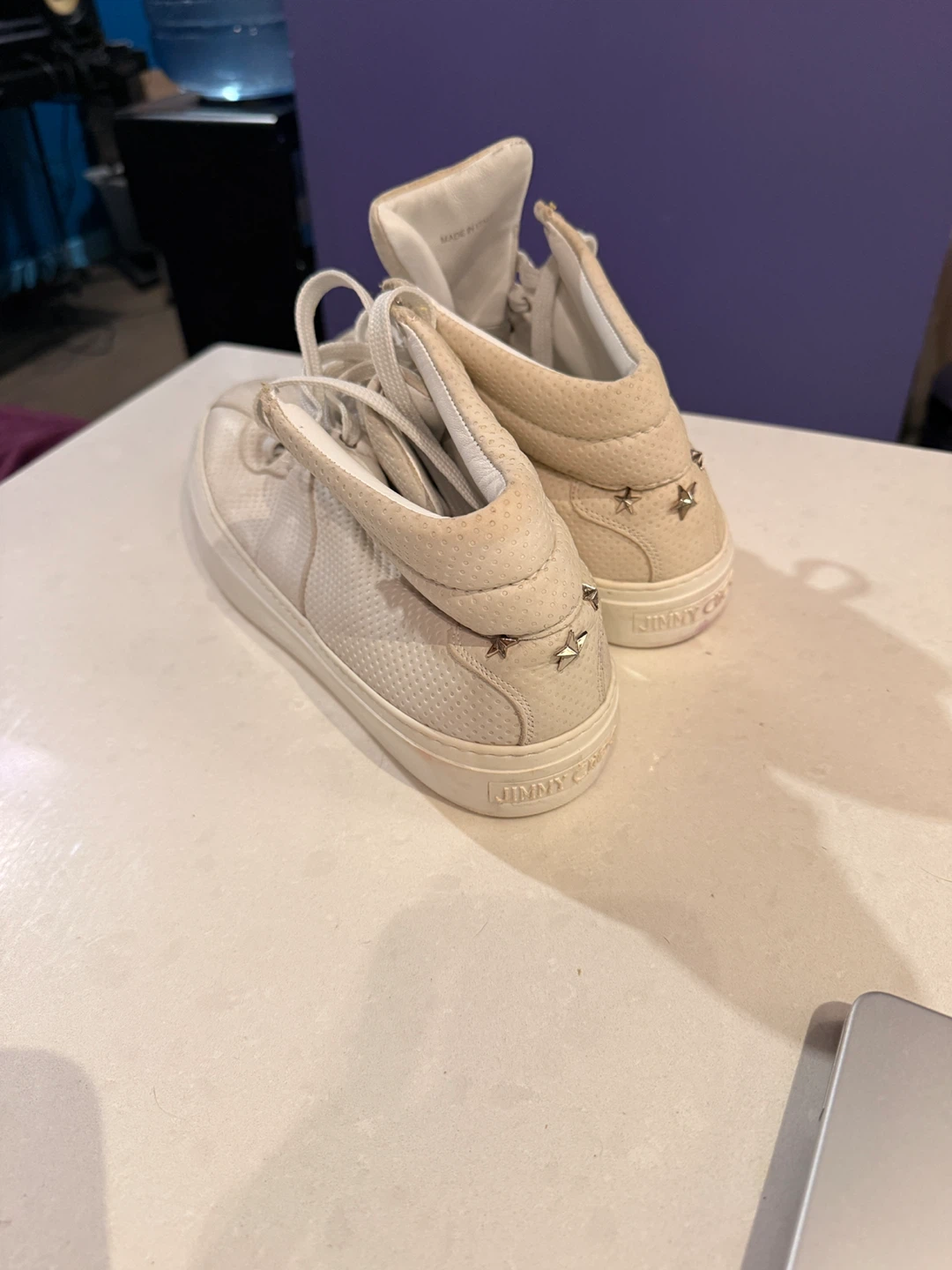 Jimmy Choo White Leather High-Top Sneakers - photo 2