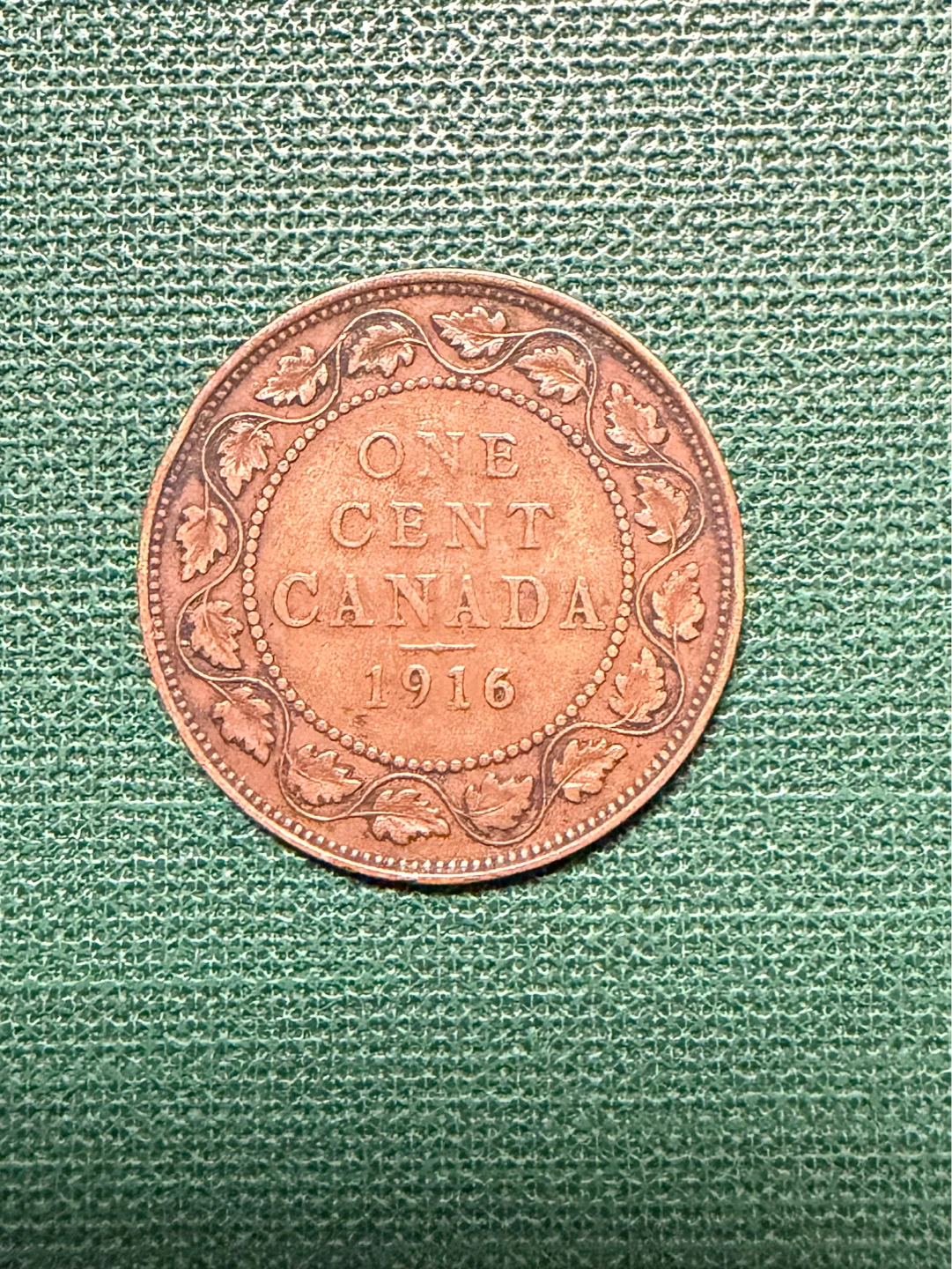1916 Canadian Large 1 Cent Coin