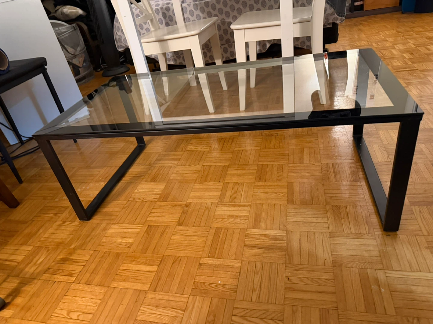 Modern Black Metal and Glass Coffee Table - photo 4