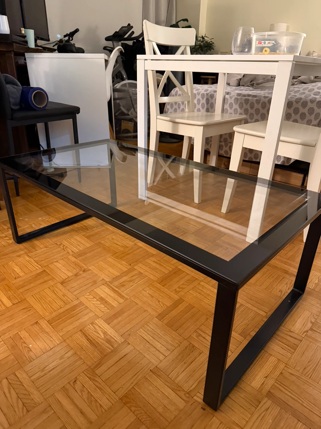 Modern Black Metal and Glass Coffee Table - photo 3