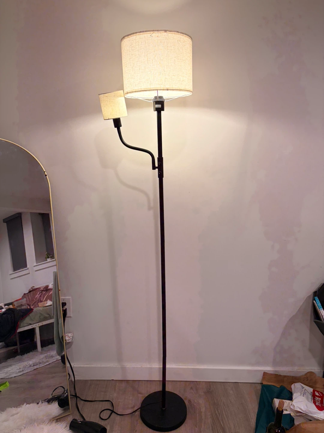 Black Floor Lamp with Two Shades