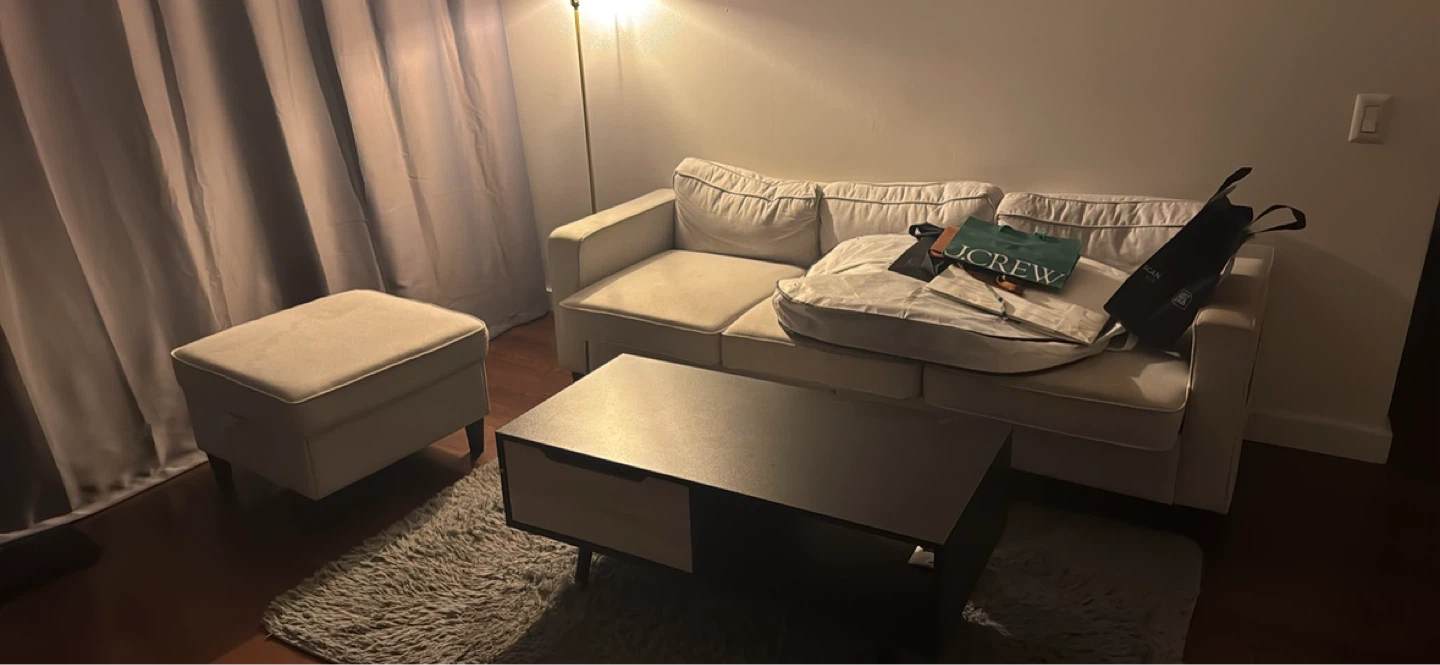 Cream Sectional Sofa w Ottoman and Coffee table - photo 5