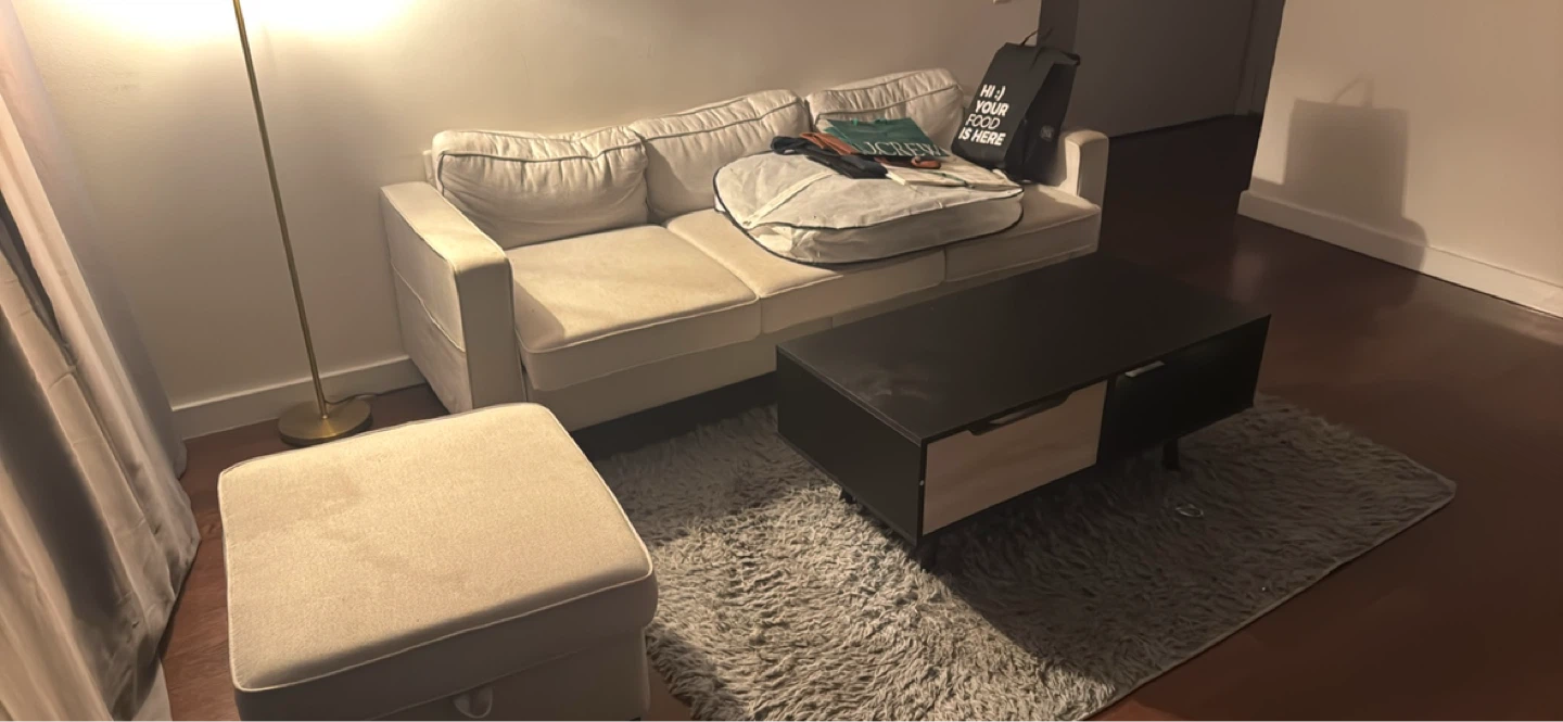 Cream Sectional Sofa w Ottoman and Coffee table - photo 4