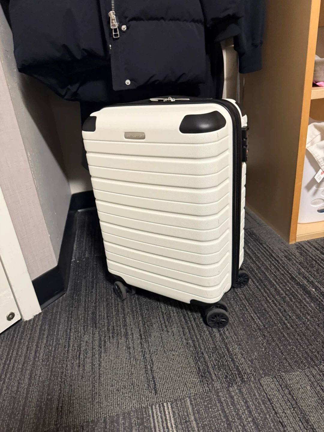 White Samsonite Carry-On Suitcase
