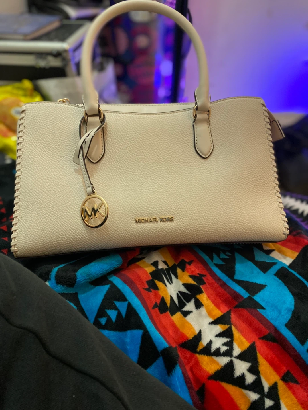 Michael Kors Cream Leather Satchel Bag