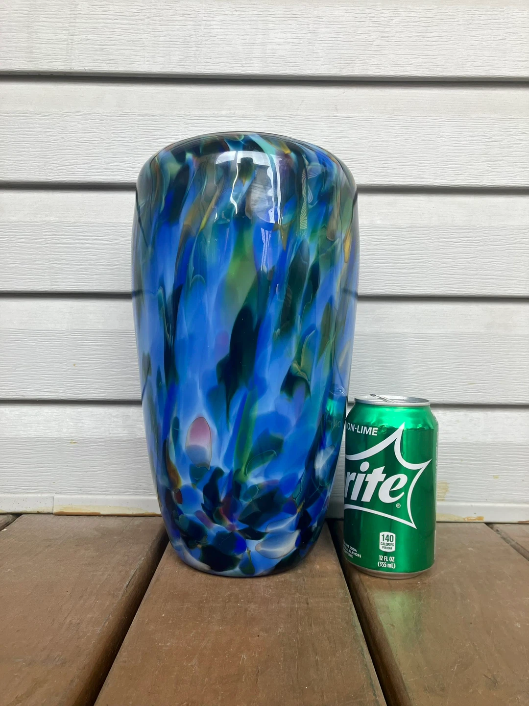 Dehanna Jones Signed 12” Hand Blown Art Glass Vase - photo 3