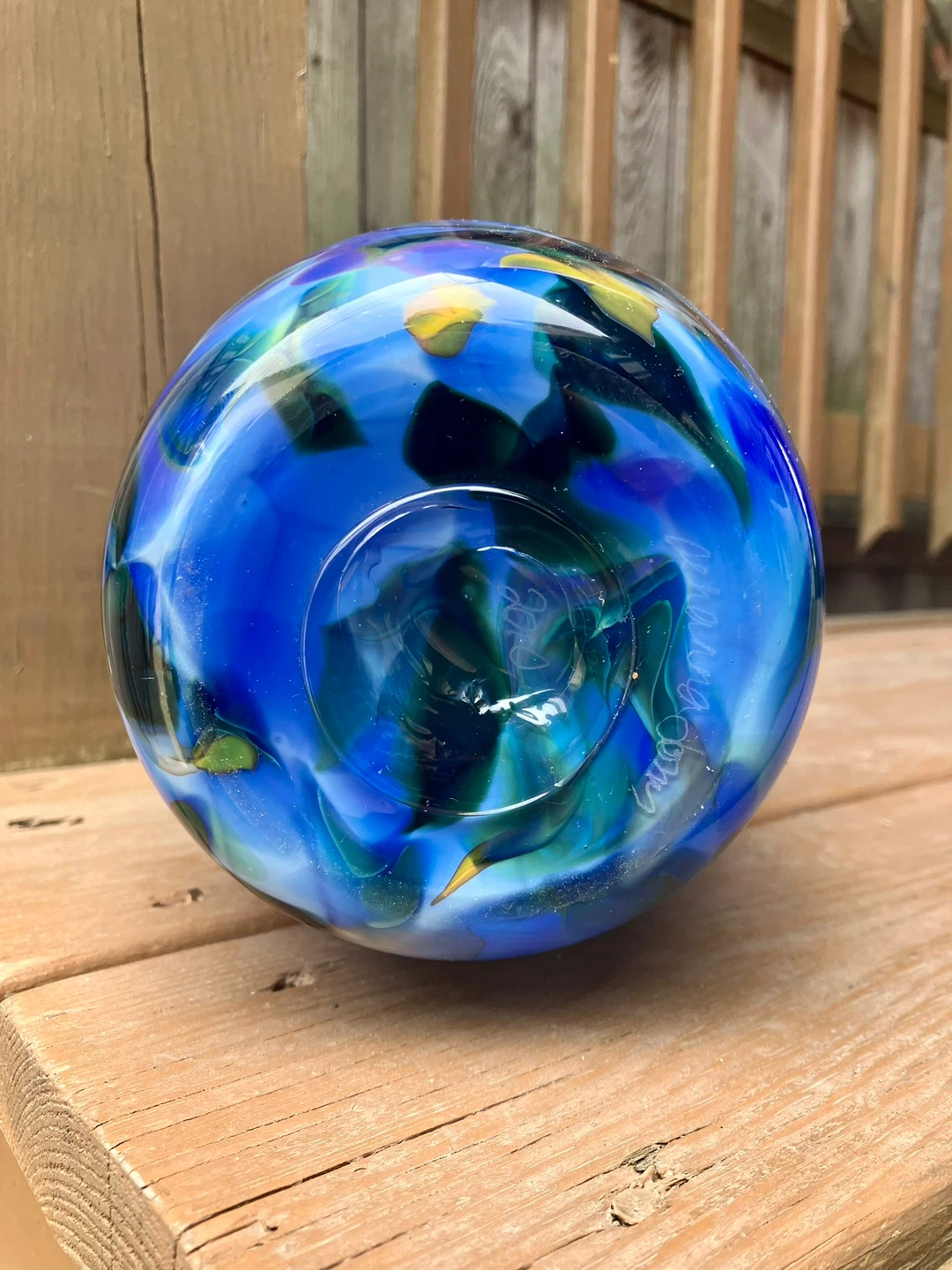 Dehanna Jones Signed 12” Hand Blown Art Glass Vase - photo 4