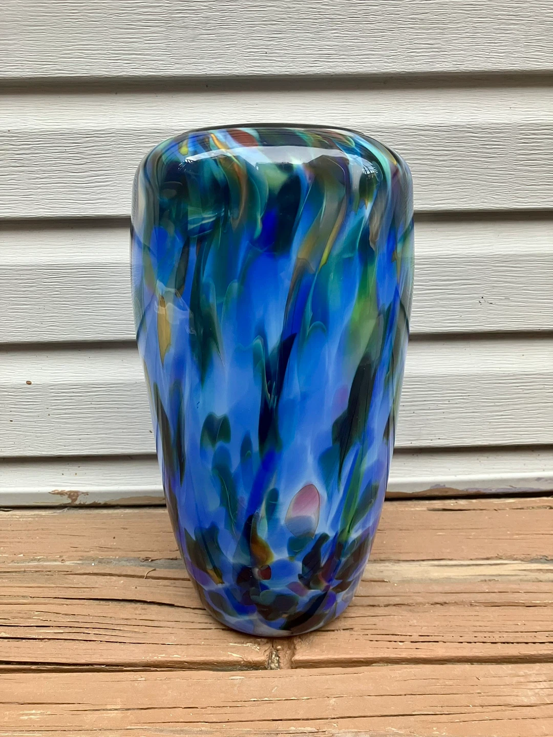 Dehanna Jones Signed 12” Hand Blown Art Glass Vase - photo 5