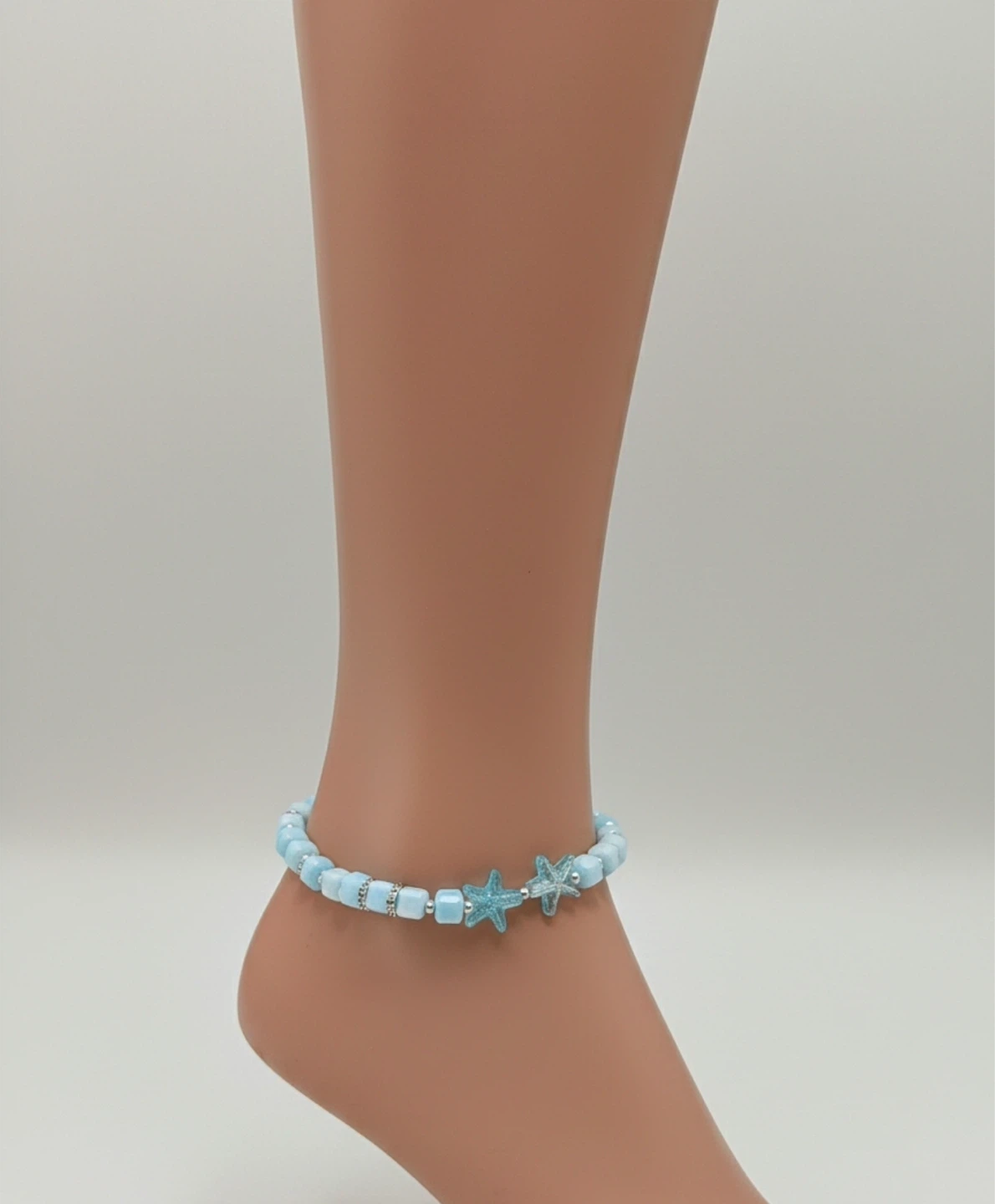 Blue Beaded Anklet with Starfish Charms - photo 3