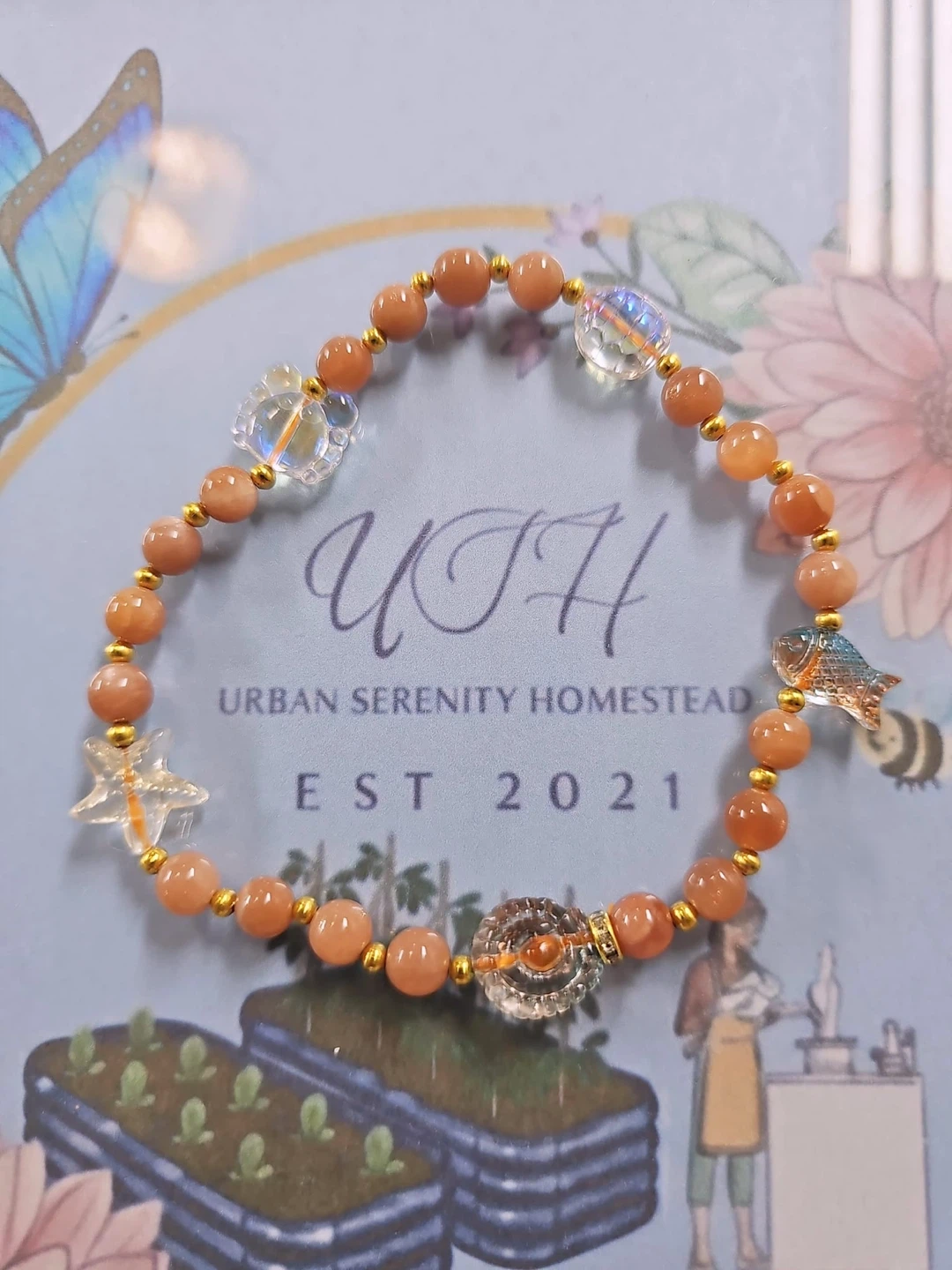 Handmade Sunstone & Crystal Charm Bracelet - photo 4