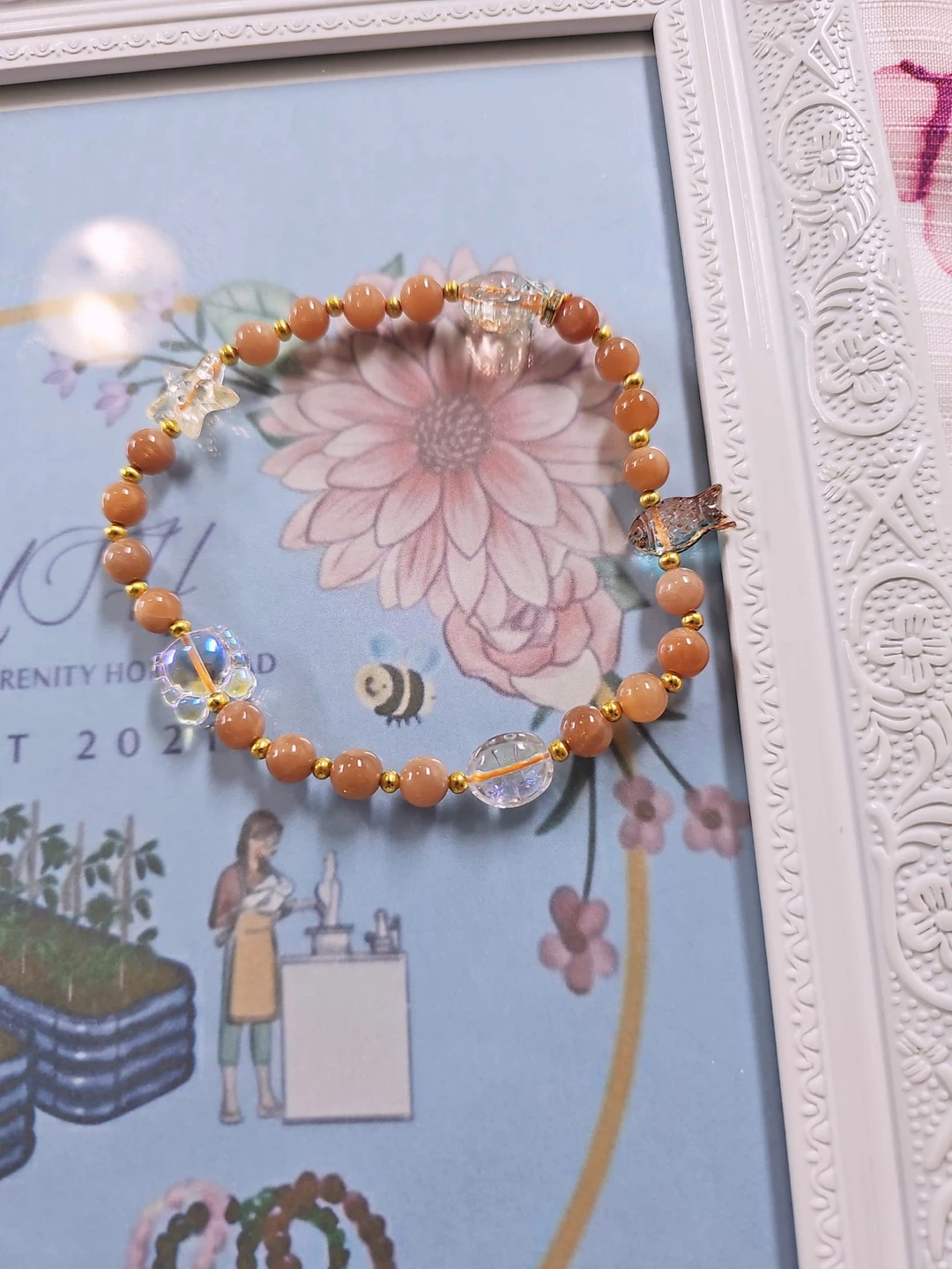 Handmade Sunstone & Crystal Charm Bracelet - photo 3