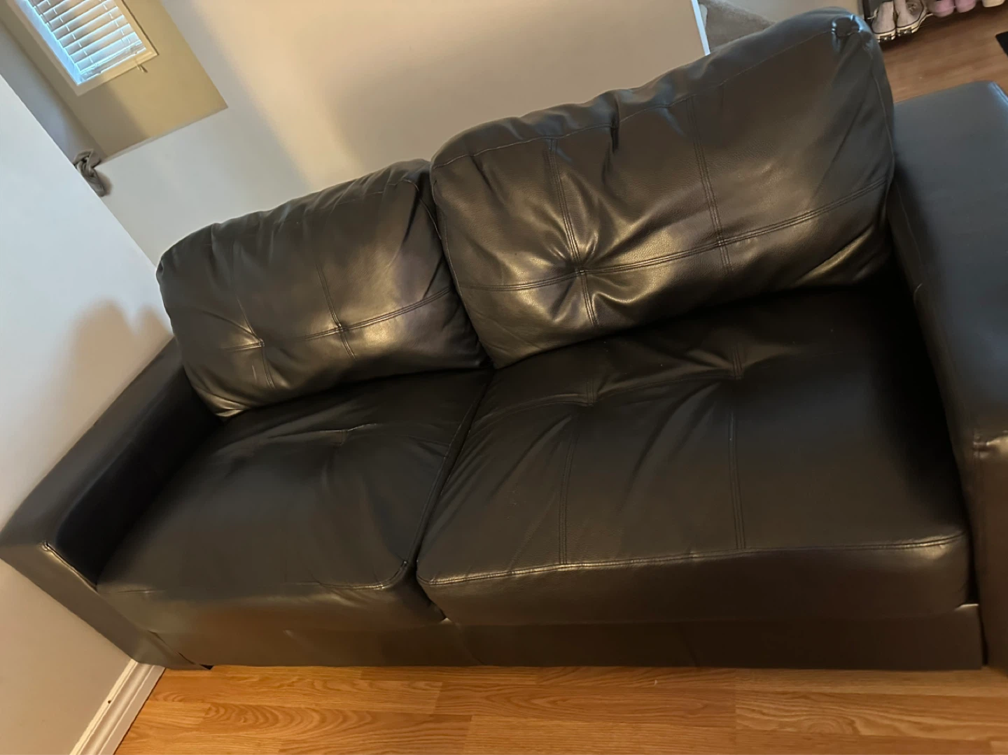 Black Faux Leather Loveseat and Accent Chair - photo 3