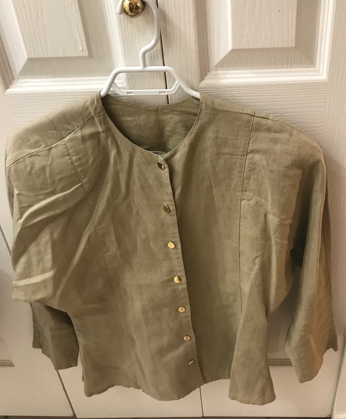 Linen Blend Button-Up Jacket with Tie Back - photo 5