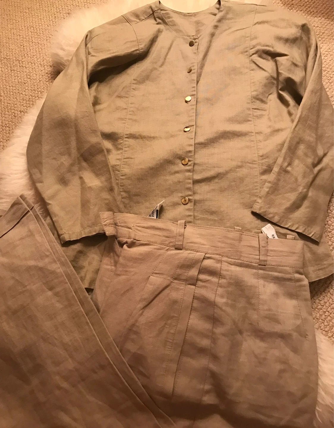 Linen Blend Button-Up Jacket with Tie Back - photo 4