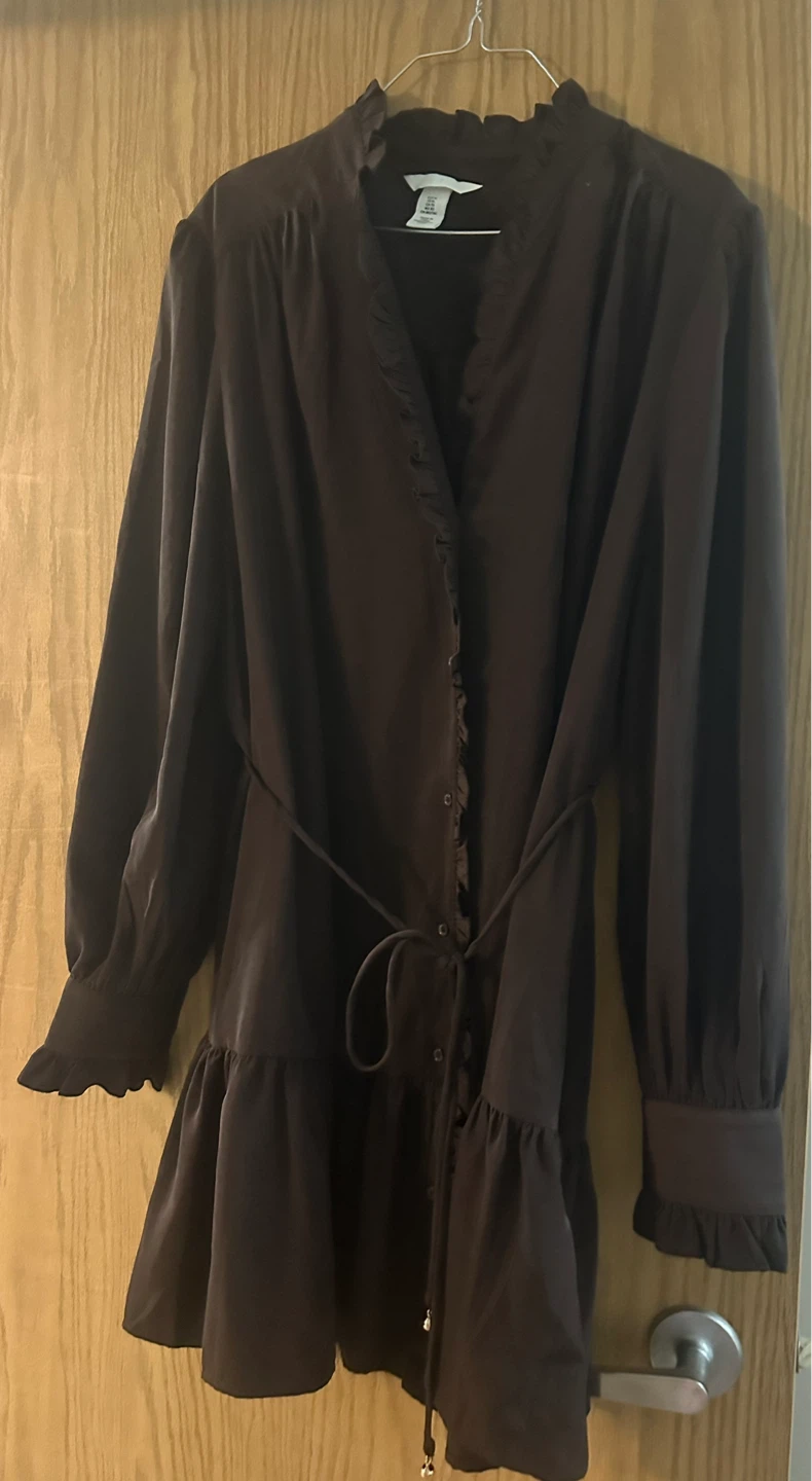 H&M Ruffled Neck Long Sleeve Dress - XL