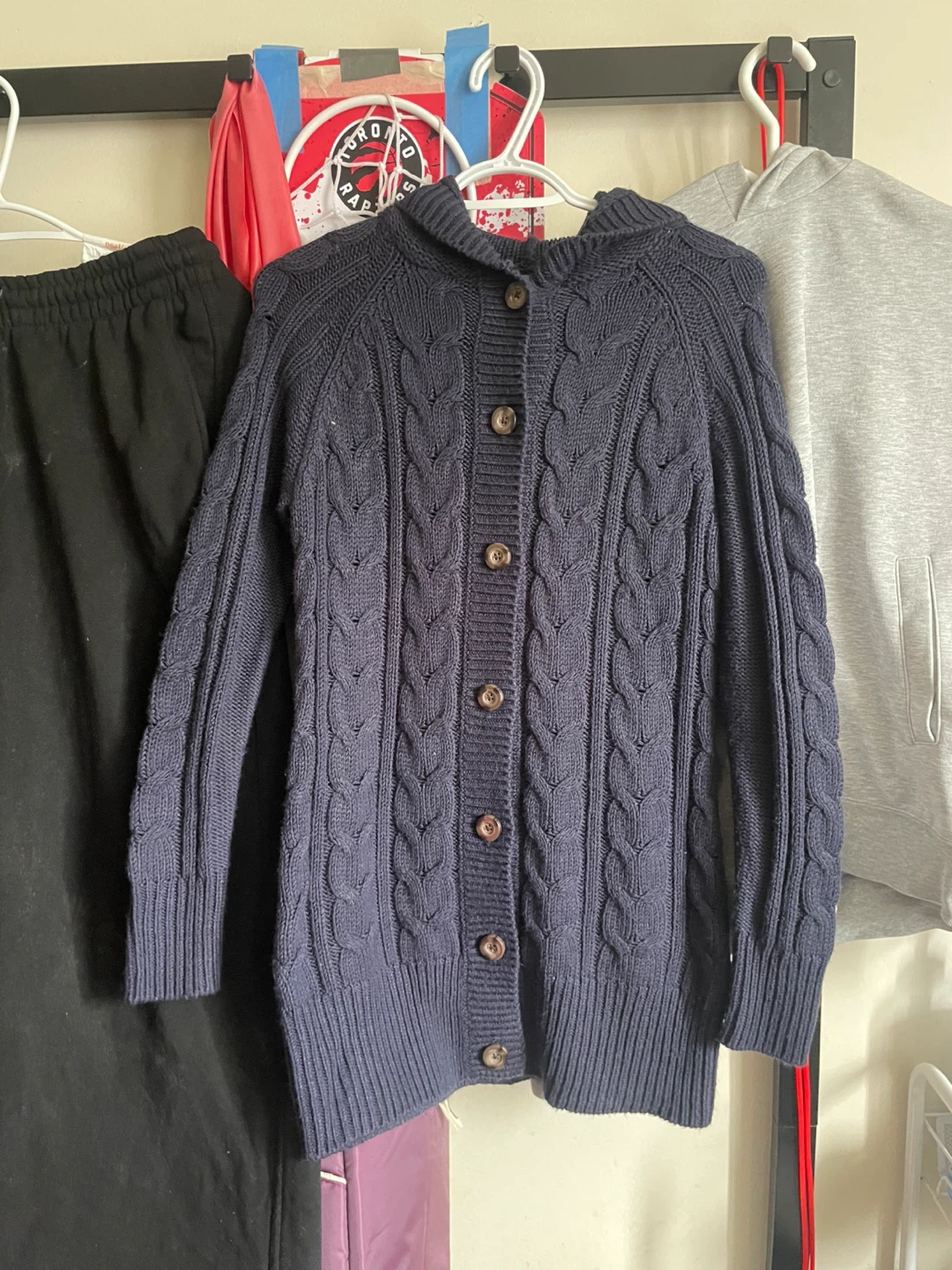Gapbody Navy Blue Cable Knit Hoodie Sweater