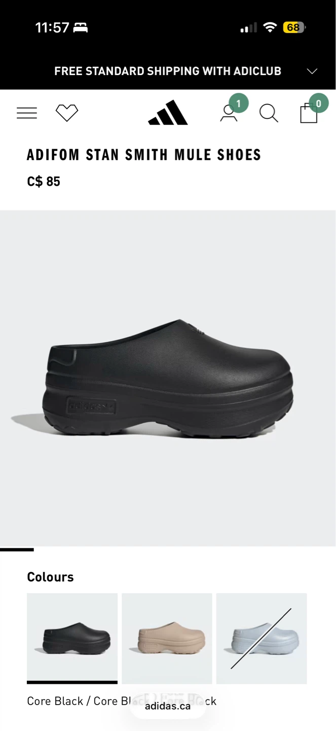Adidas Adifom Stan Smith Mule Shoes - Black / UK 4