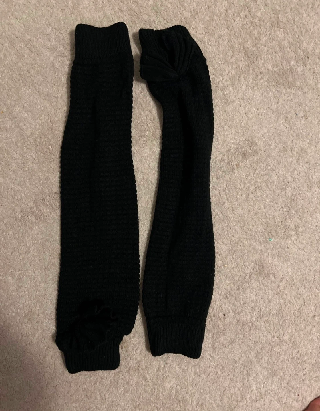 Black Knit Leg Warmers with Ruffle Detail