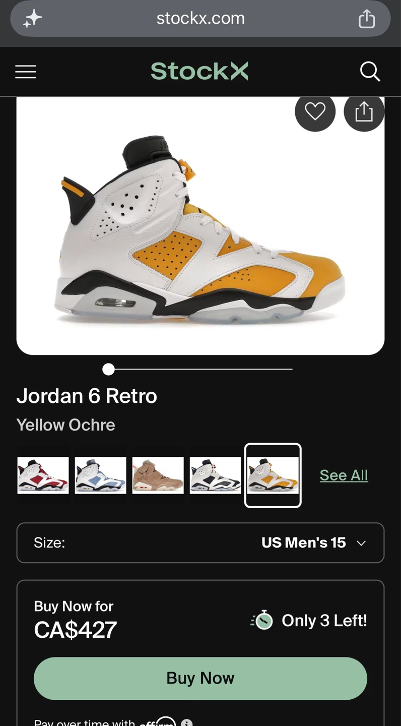 Jordan Retro 6 “yellow ochre” (Sz 11) - photo 2