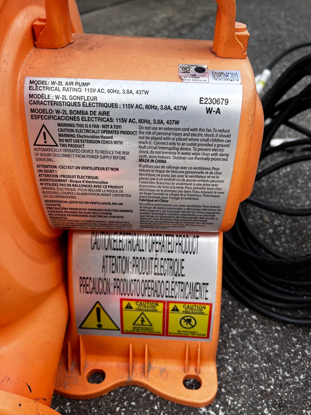 W-2L Air Pump Blower for Inflatables - photo 4