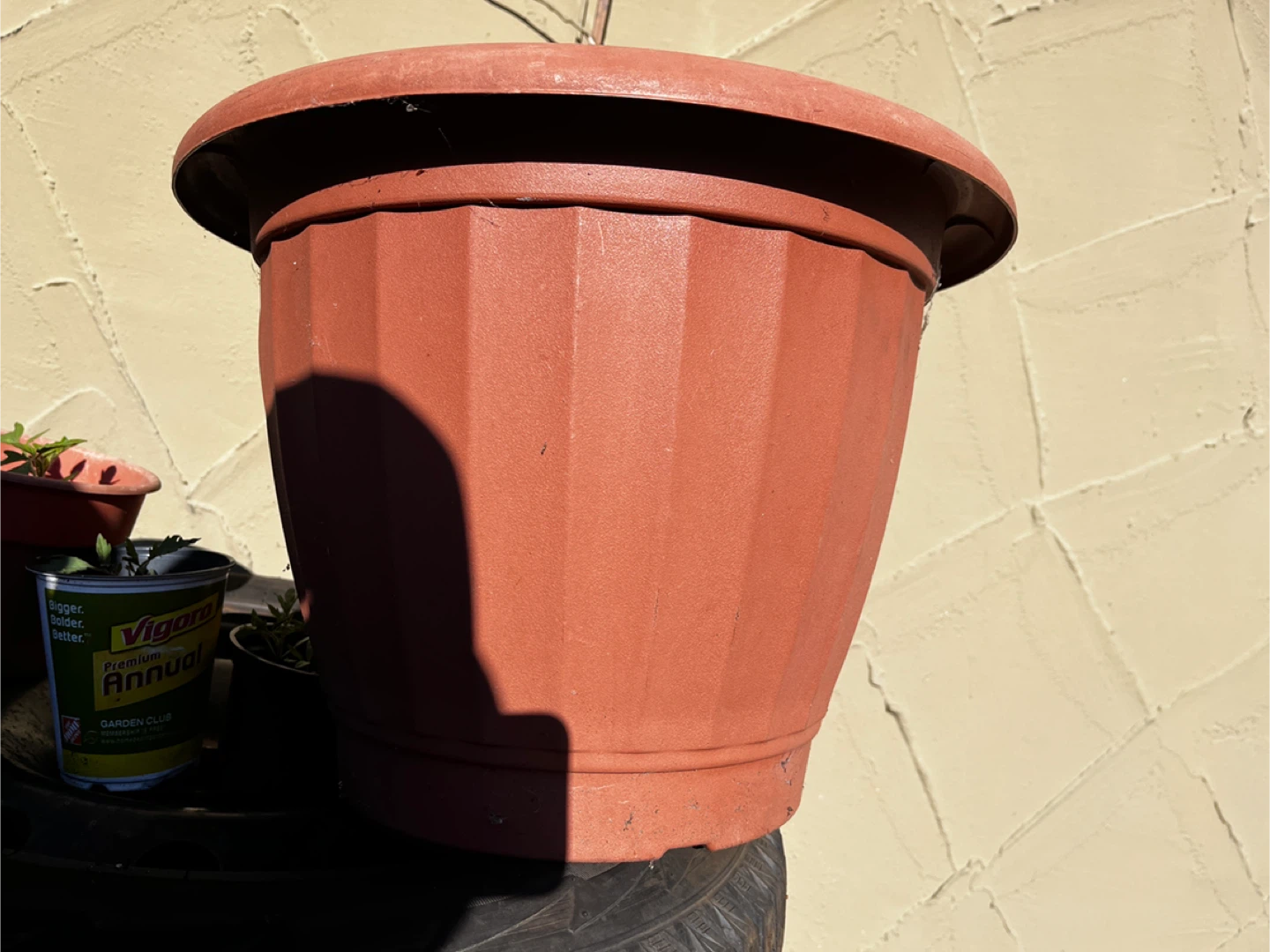 Large Plastic Plant Pot - Terra Cotta Color