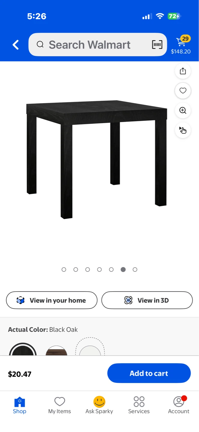 Mainstays Parsons End Table - Black Oak