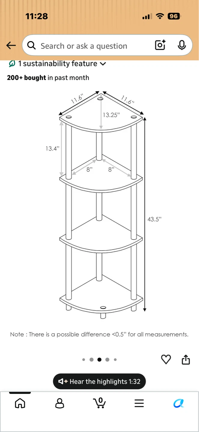 Black 4-Tier Corner Shelf Unit - photo 3