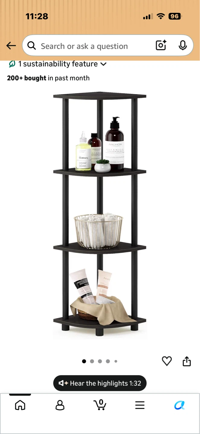 Black 4-Tier Corner Shelf Unit - photo 2