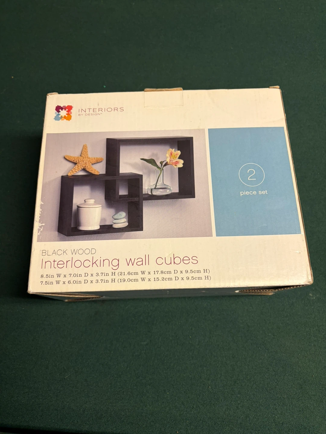 Interlocking Wall Cubes - Black Wood - 2 Piece Set