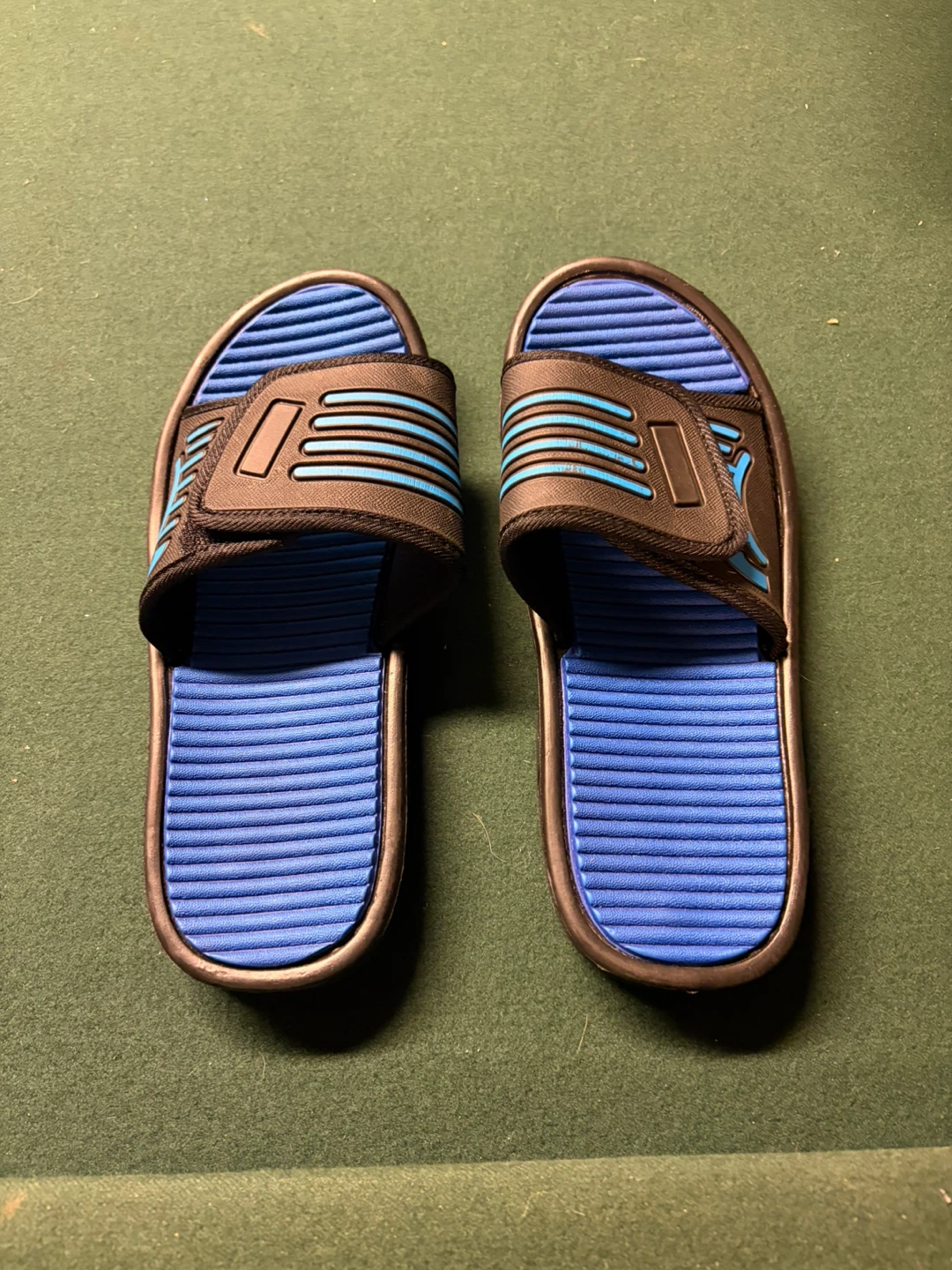 Blue and Black Slide Sandals - Size 35